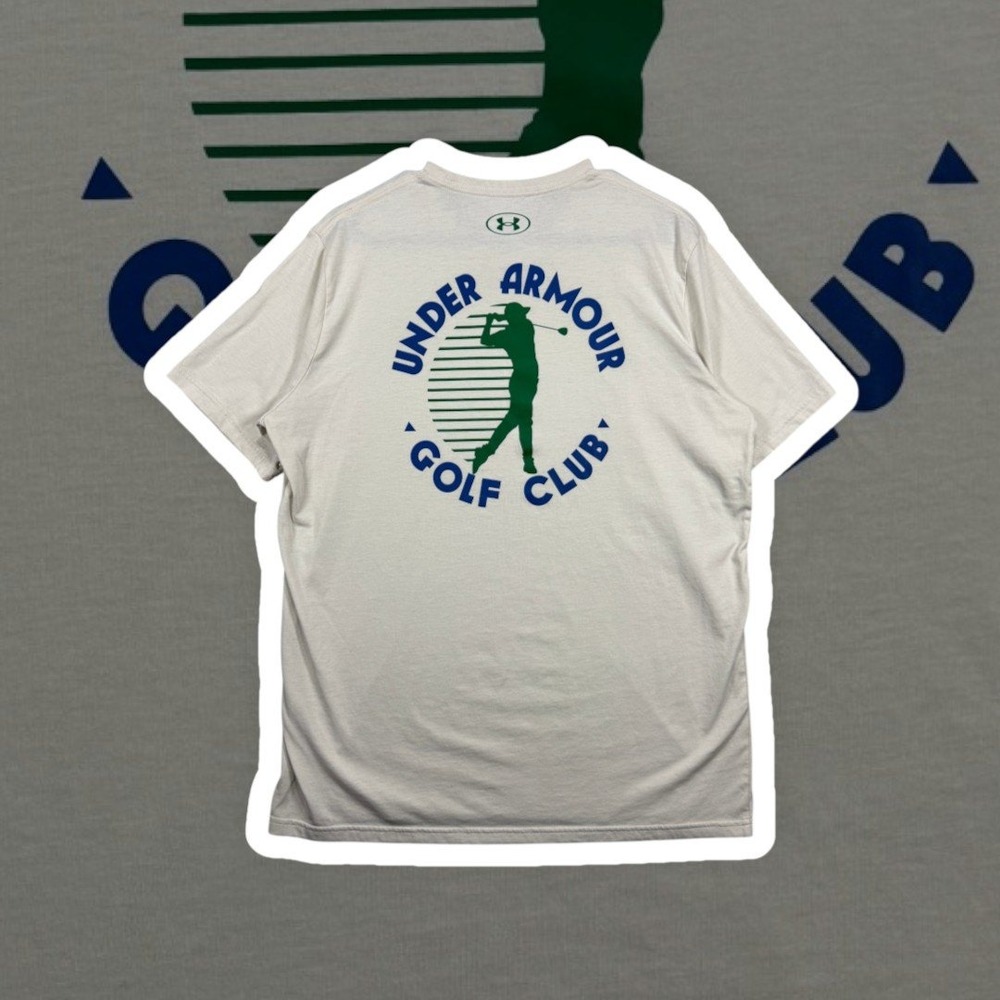 Under Armour Golf Club T Shirt Mens Large Cream Off White Graphic Tee Loose Fit